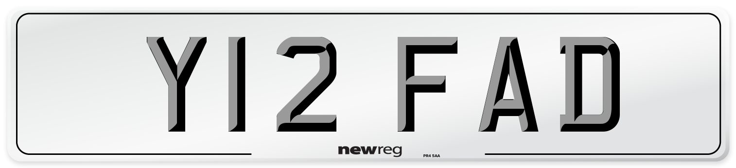 Y12 FAD Number Plate from New Reg